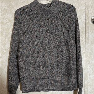 Time and Tru Women’s Gray Multi Colored Cable Ribbed Knit Sweater XL(16-18)